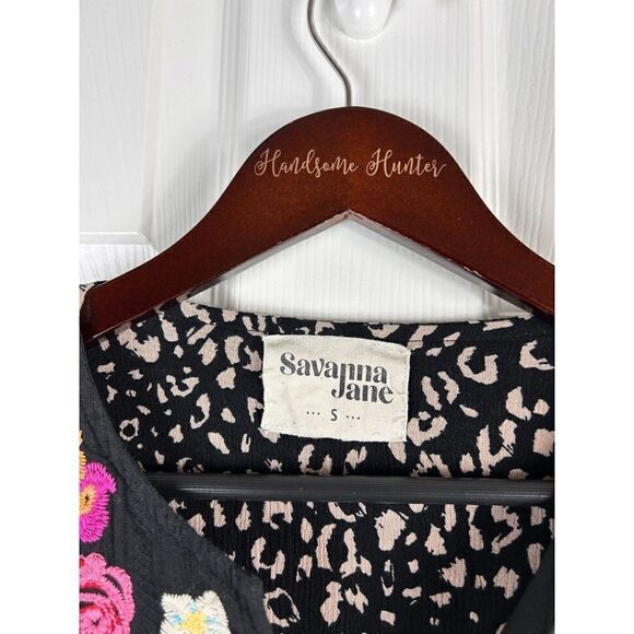 Savanna Jane Women Shirt Dress Black Size S Embroidered Animal Boho Swing E3 - Picture 11 of 12